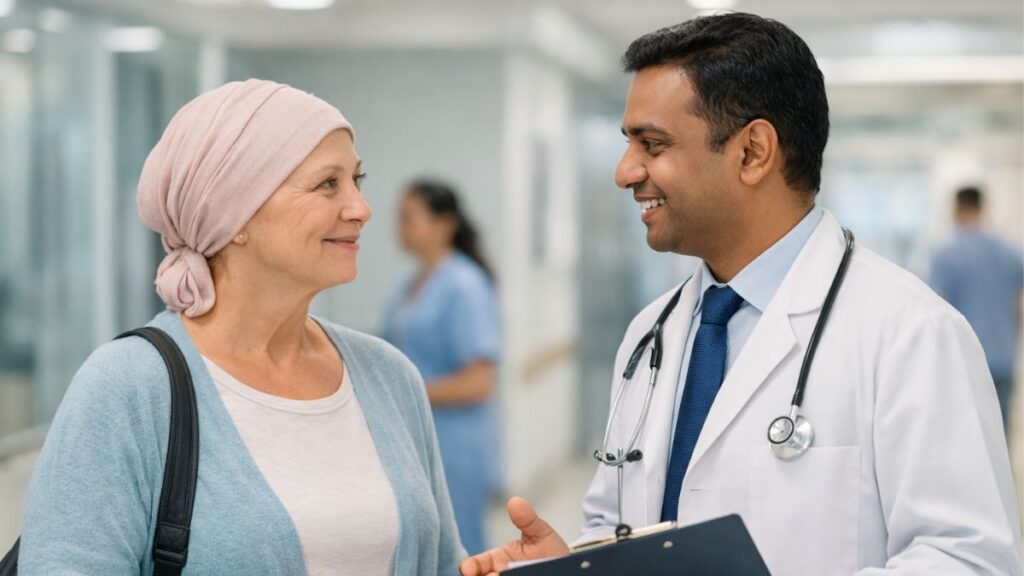 international cancer patient consulting doctor about cancer care in India